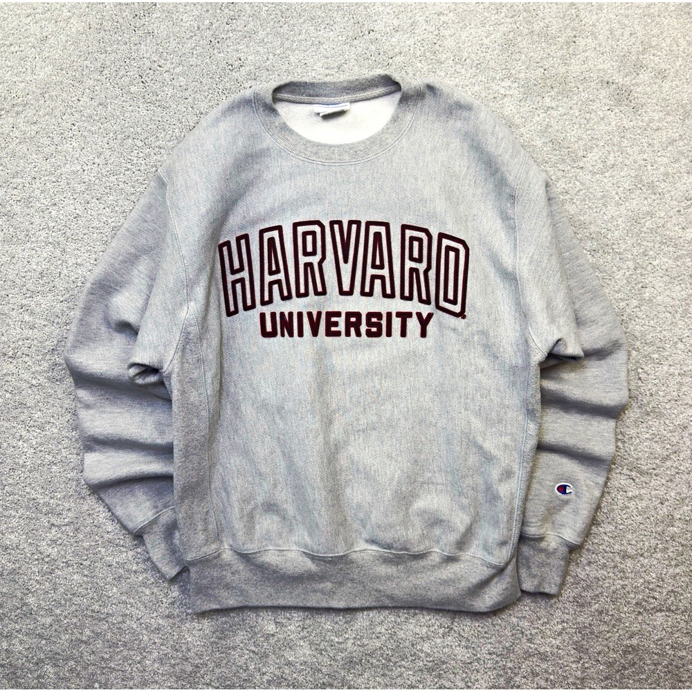 Champion Reverse Weave Harvard University Crewneck Sweatshirt Mens M Gray Red